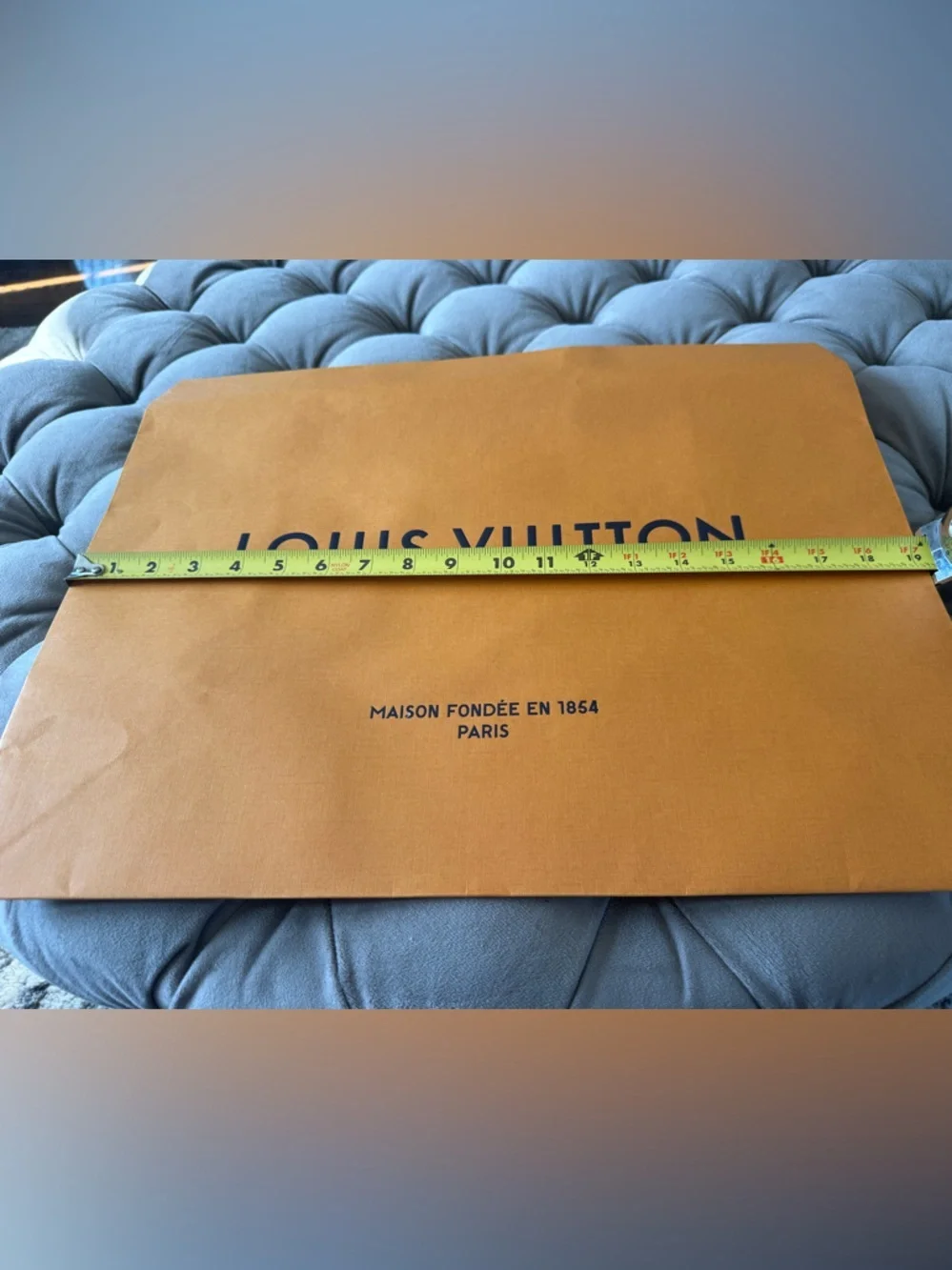 NWOT Louis Vuitton Signature Orange Tote/Gift Bag Large with Blue Ribbon Handles